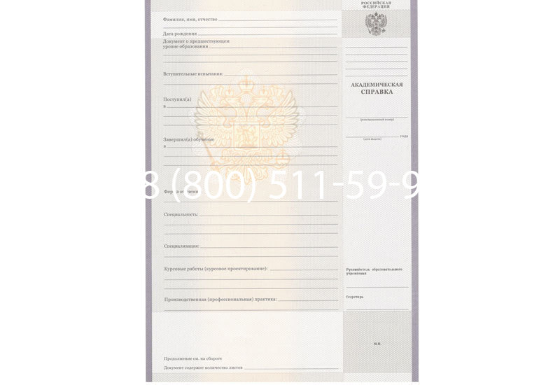 Купить Академическая справка образца 2010-2011 год для колледжа в Октябрьском Купить Академическая справка образца 2010-2011 год для колледжа в Октябрьском