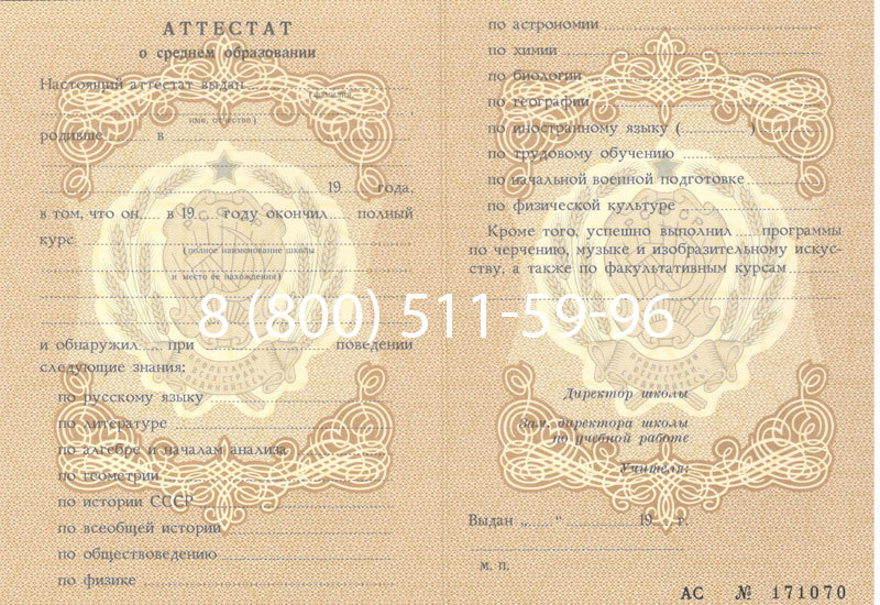 Купить Аттестат за 11 класс до 1994 в Октябрьском Купить Аттестат за 11 класс до 1994 в Октябрьском